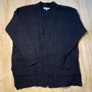 Madewell Midland Cardigan Black Size S Soft 100% Cotton Open Front with Pockets